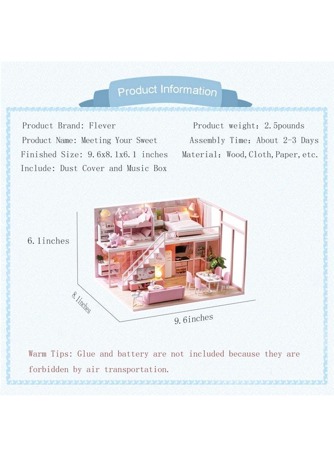 Flever Dollhouse Miniature DIY House Kit Creative Room with Furniture for Romantic Artwork Gift (Meeting Your Sweet)