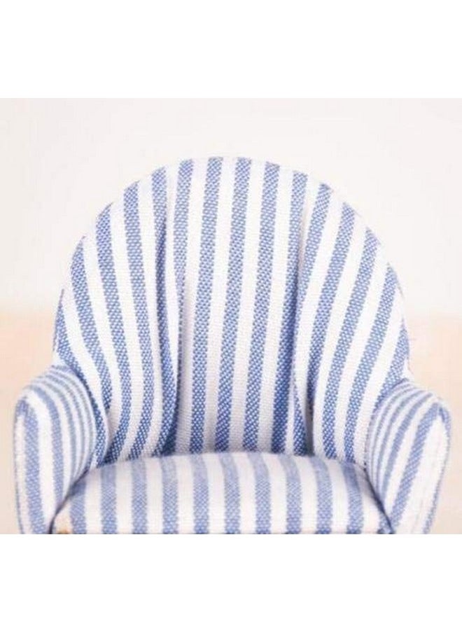 EatingBiting 1/12 Dollhouse Miniature Doll Navy Stripe Sofa, 1:12 Dollhouse Miniature Furniture Vivid Living Room Doll Sofa Chair, Elegant Alternate Stripes of Blue White Mini Sofa
