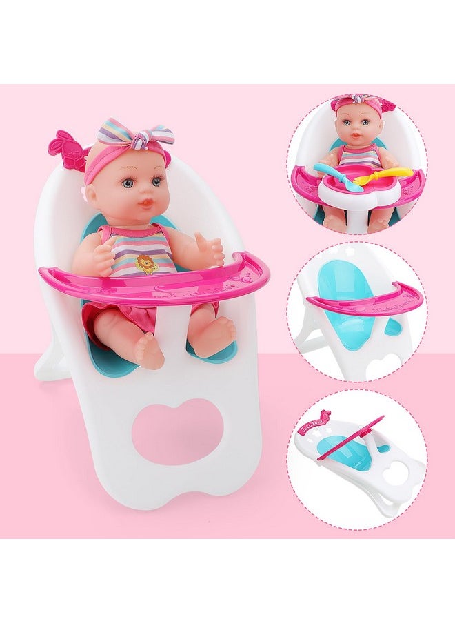 deAO Baby Doll Stroller Set With Nursery Accessories - High Chair, Play Mat, Travel Bag and Feeding Toys for Role Play, Gift for Girls