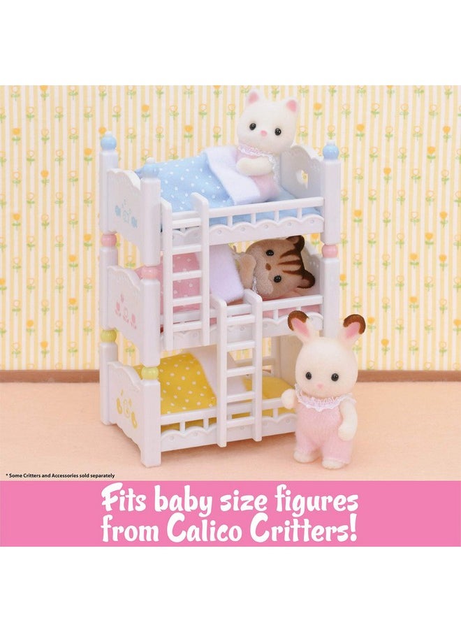 Calico Critters Triple Baby Bunk Beds - Dollhouse Furniture Set for Ages 3+