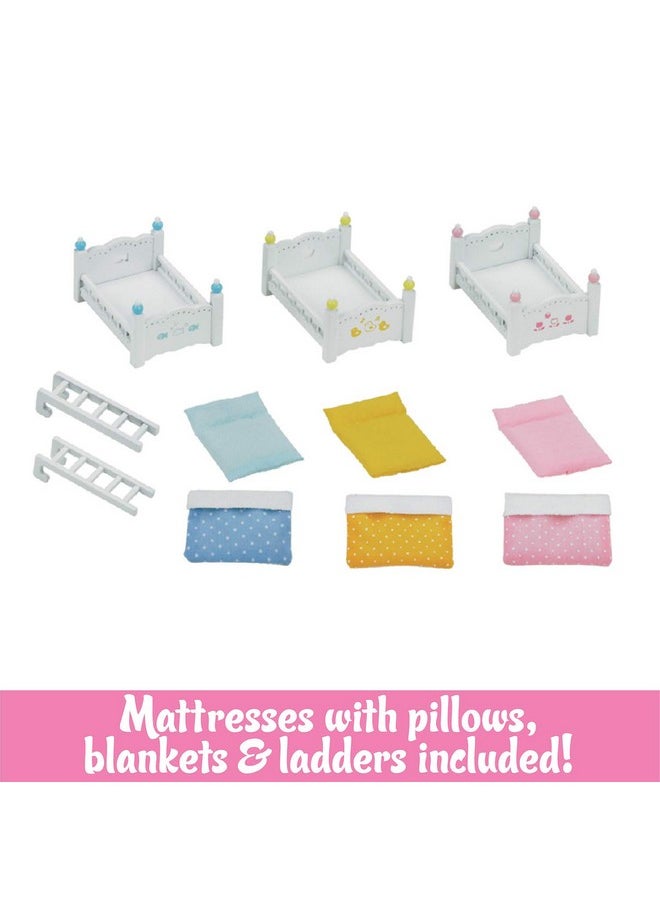 Calico Critters Triple Baby Bunk Beds - Dollhouse Furniture Set for Ages 3+
