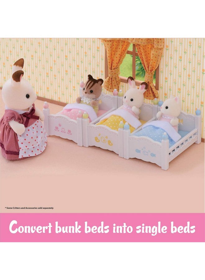 Calico Critters Triple Baby Bunk Beds - Dollhouse Furniture Set for Ages 3+