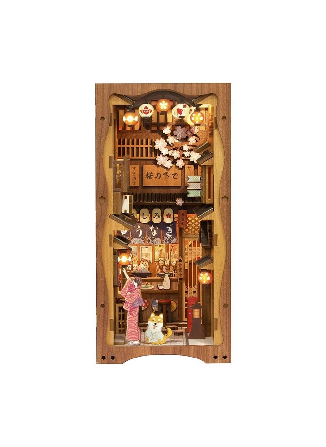 CUTEBEE Book Nook Kit - DIY Miniature House Dollhouse Kit for Adults and Teens, 3D Wooden Puzzle Booknook Build Bookshelf Decor, Gifts for Family and Friends (Under The Sakura Tree)