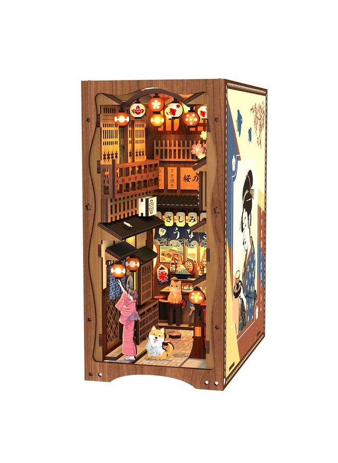 CUTEBEE Book Nook Kit - DIY Miniature House Dollhouse Kit for Adults and Teens, 3D Wooden Puzzle Booknook Build Bookshelf Decor, Gifts for Family and Friends (Under The Sakura Tree)