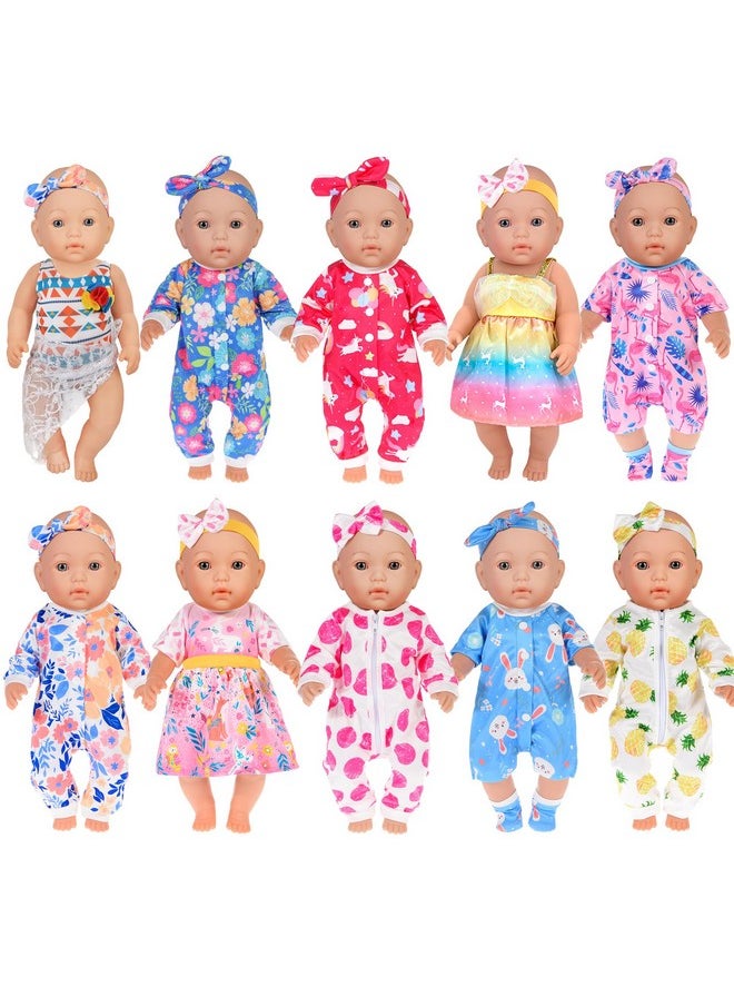 ebuddy 10 Sets Baby Doll Clothes- Fashion Outifts Fit for 14-16 inch Baby Doll, 43 cm New Born Baby Dolls, 15 inch Baby Dolls，18 Inch Doll (No Doll)