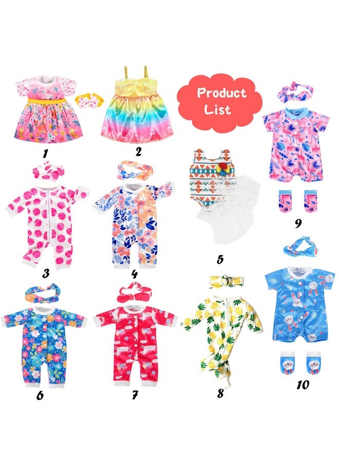 ebuddy 10 Sets Baby Doll Clothes- Fashion Outifts Fit for 14-16 inch Baby Doll, 43 cm New Born Baby Dolls, 15 inch Baby Dolls，18 Inch Doll (No Doll)
