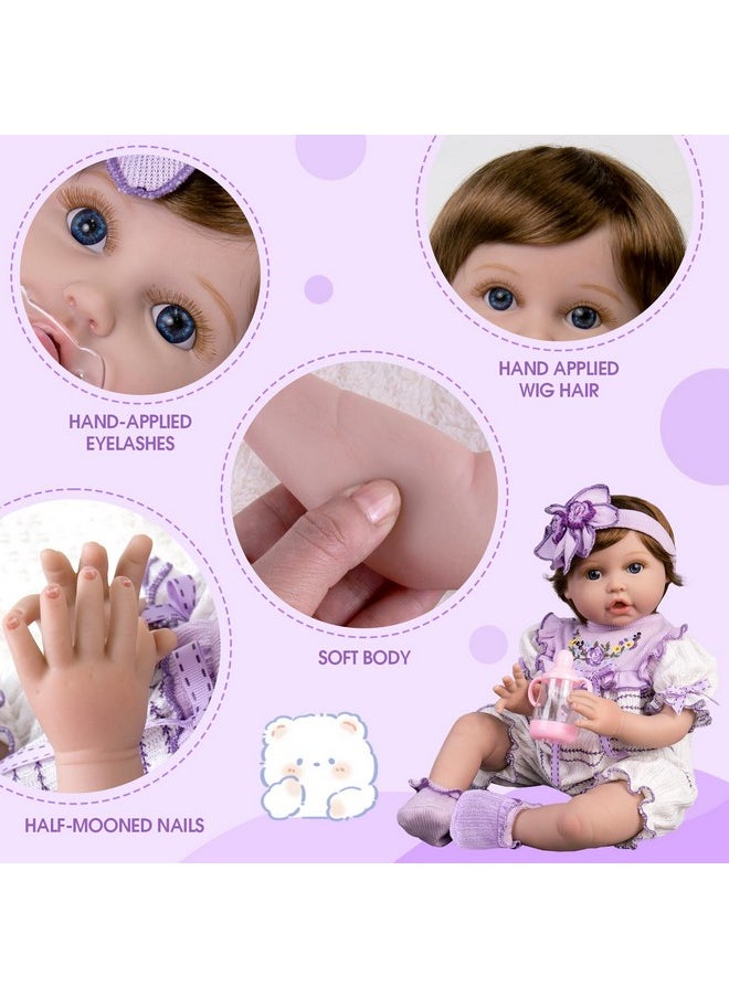 Aori Lifelike Baby Dolls Real Life Baby Doll 22 Inch Realistic Reborn Baby Girl, Coming with Feeding Accessories Set for Kids 3+