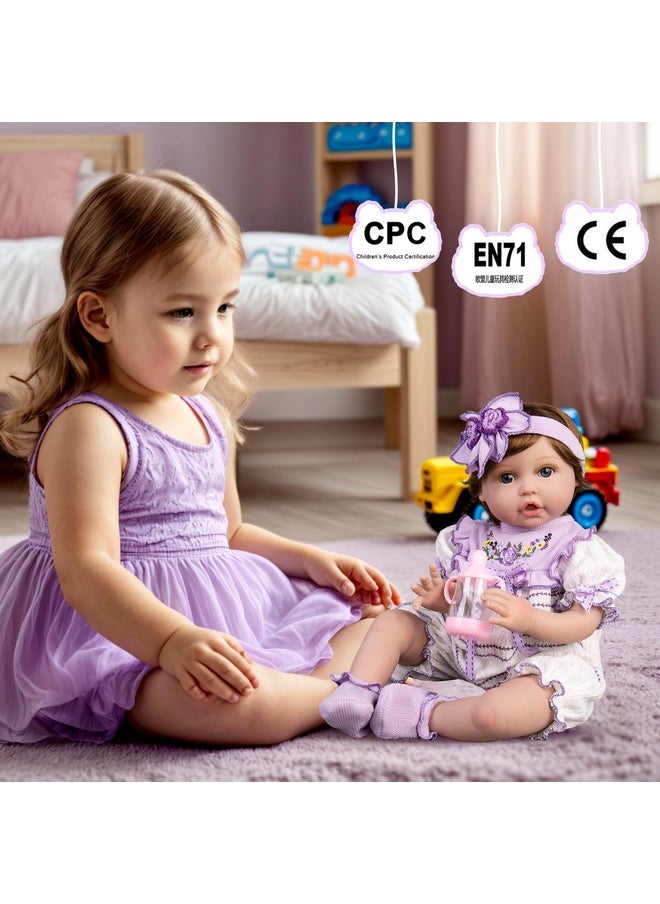 Aori Lifelike Baby Dolls Real Life Baby Doll 22 Inch Realistic Reborn Baby Girl, Coming with Feeding Accessories Set for Kids 3+