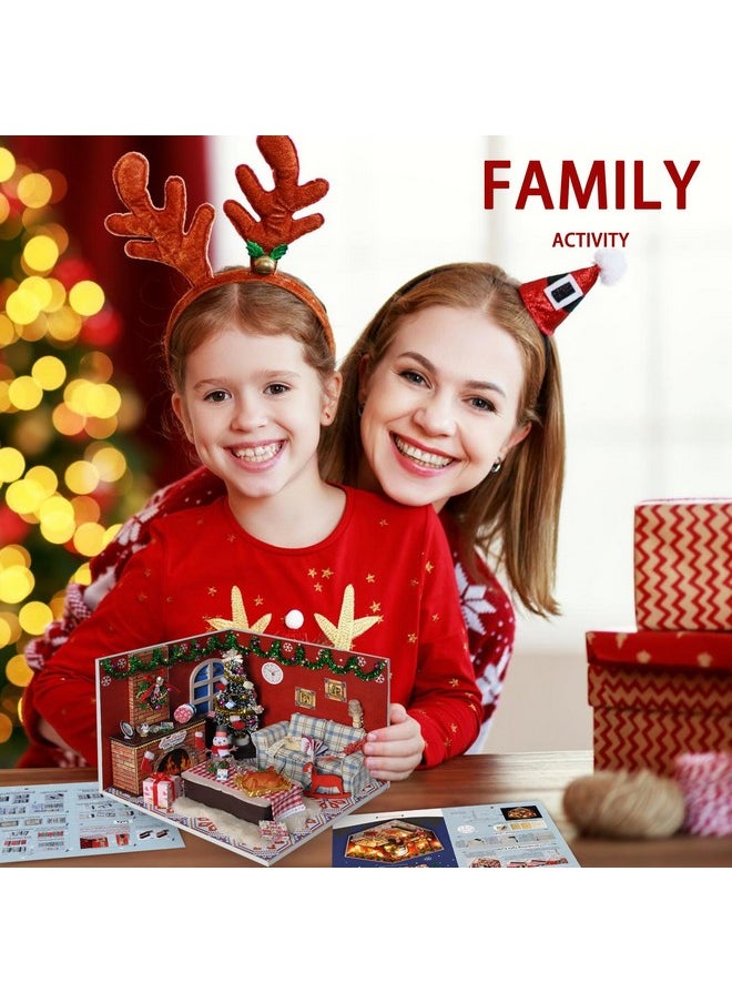 Flever Dollhouse Miniature DIY House Kit Creative Room with Furniture and Glass Cover for Romantic Artwork Gift(Christmas Eve)