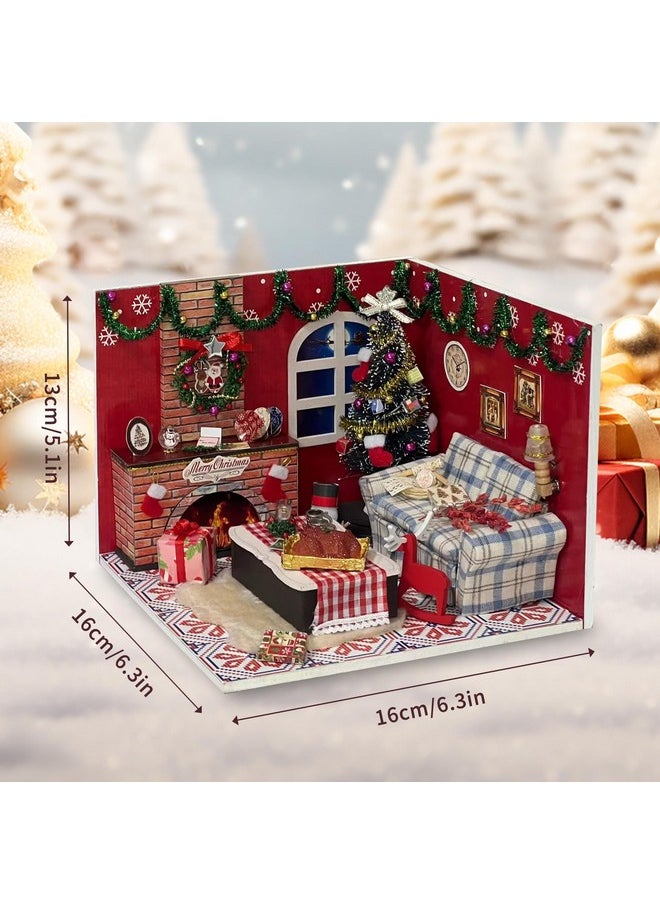 Flever Dollhouse Miniature DIY House Kit Creative Room with Furniture and Glass Cover for Romantic Artwork Gift(Christmas Eve)