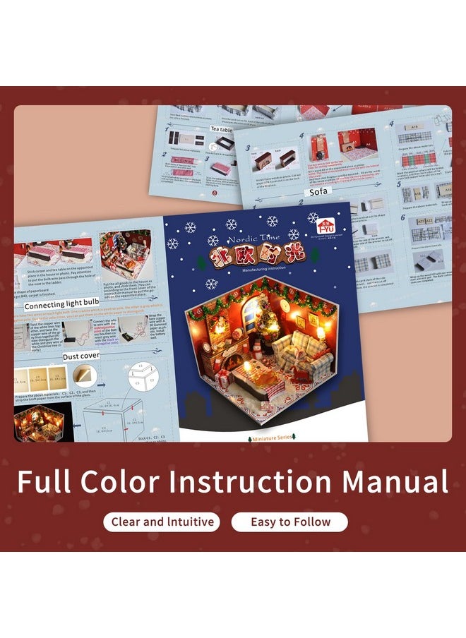 Flever Dollhouse Miniature DIY House Kit Creative Room with Furniture and Glass Cover for Romantic Artwork Gift(Christmas Eve)