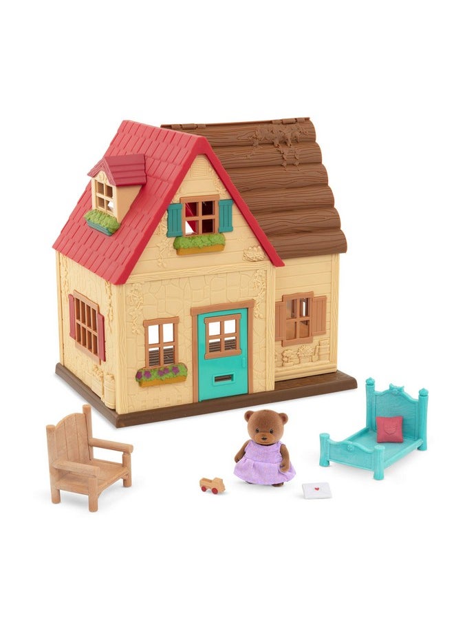 Li’l Woodzeez - Sunny Acres Country House - Dollhouse Playset with Furnitures & Accessories - 1 Doll Figure Included - Pretend Play for Ages 3+