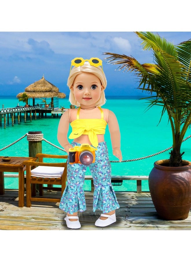 ebuddy Doll Clothes and Accessories 18 Inch Doll Travel Set with Unicorn Printed Luggage Suitcase Fit for 18 inch Girl Doll,Most 18 Inch Dolls(No Doll)