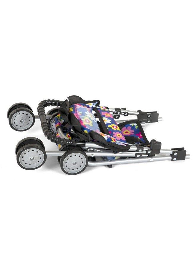 fash n kolor® - Doll Stroller My First Baby Doll Strollers Toy - Flower Design with Basket in The Bottom- Doll Accessories 2 Free Magic Bottles Included - New Year Gift, Boys, Girls