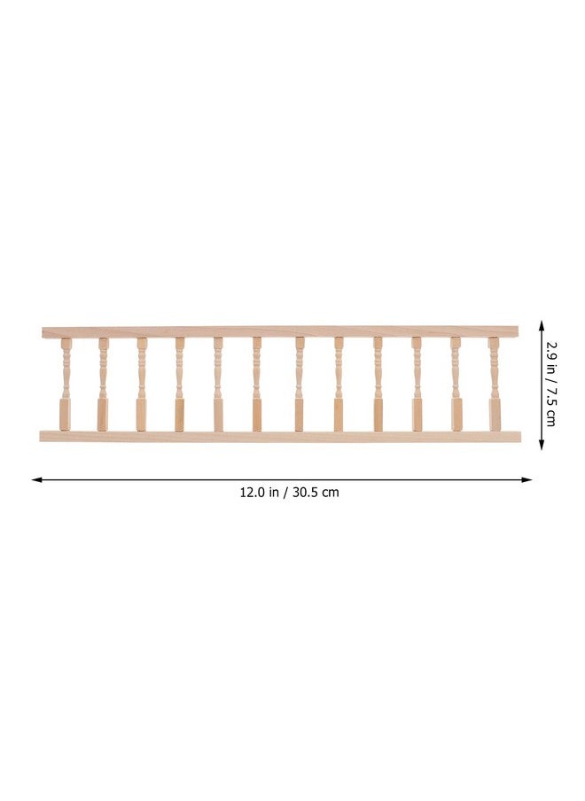 Veemoon 2pcs House Railing Furniture Props Decoration Fence Wooden Armrest Mini Decors/Doll Miniature for Role- Play Model: Handrails Small Dollhouse Fairy Handrail Models（11.99X2.95X0.28inch）