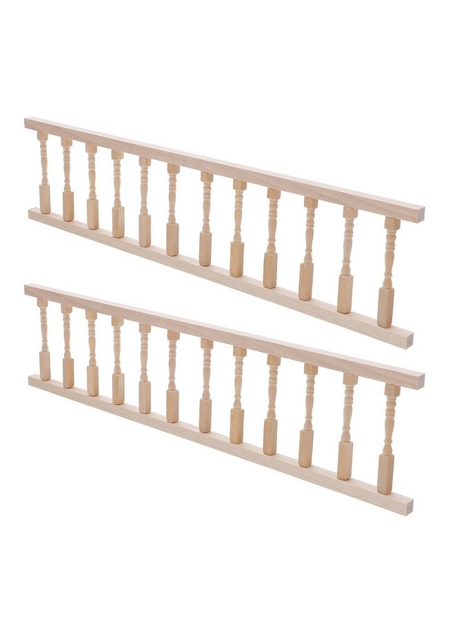Veemoon 2pcs House Railing Furniture Props Decoration Fence Wooden Armrest Mini Decors/Doll Miniature for Role- Play Model: Handrails Small Dollhouse Fairy Handrail Models（11.99X2.95X0.28inch）