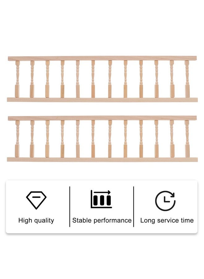Veemoon 2pcs House Railing Furniture Props Decoration Fence Wooden Armrest Mini Decors/Doll Miniature for Role- Play Model: Handrails Small Dollhouse Fairy Handrail Models（11.99X2.95X0.28inch）