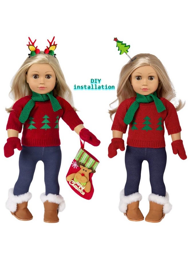 ebuddy Doll Clothes and Accessories Christmas Santa Costume Set Including Xmas Tree Sweater Set for 17 inch Baby Dolls,Most 18 Inch Dolls(No Doll)