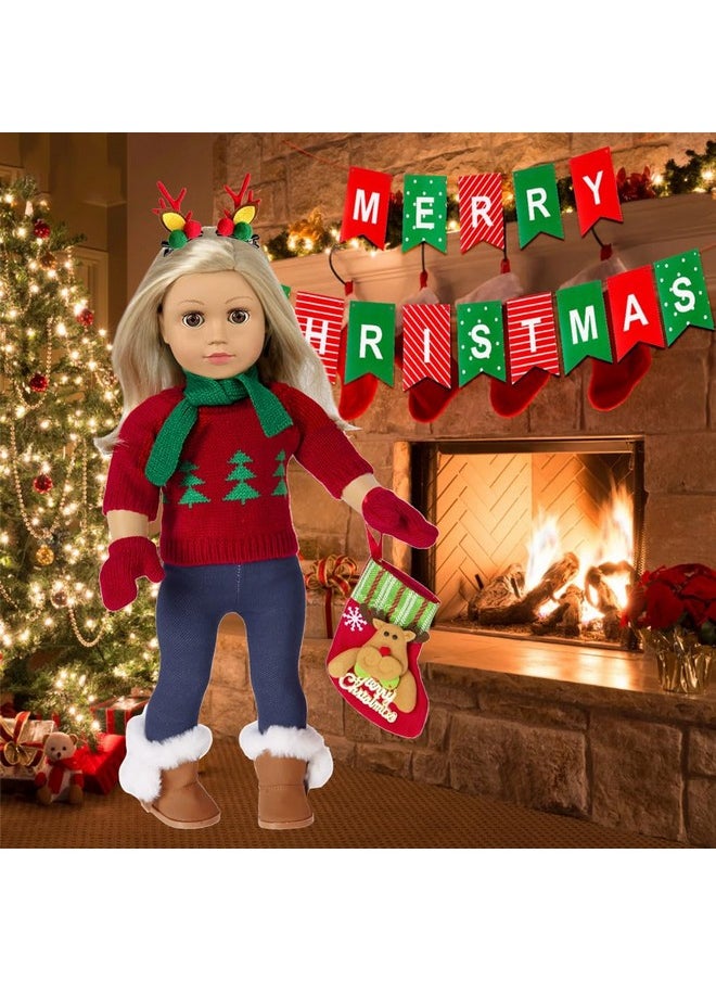 ebuddy Doll Clothes and Accessories Christmas Santa Costume Set Including Xmas Tree Sweater Set for 17 inch Baby Dolls,Most 18 Inch Dolls(No Doll)