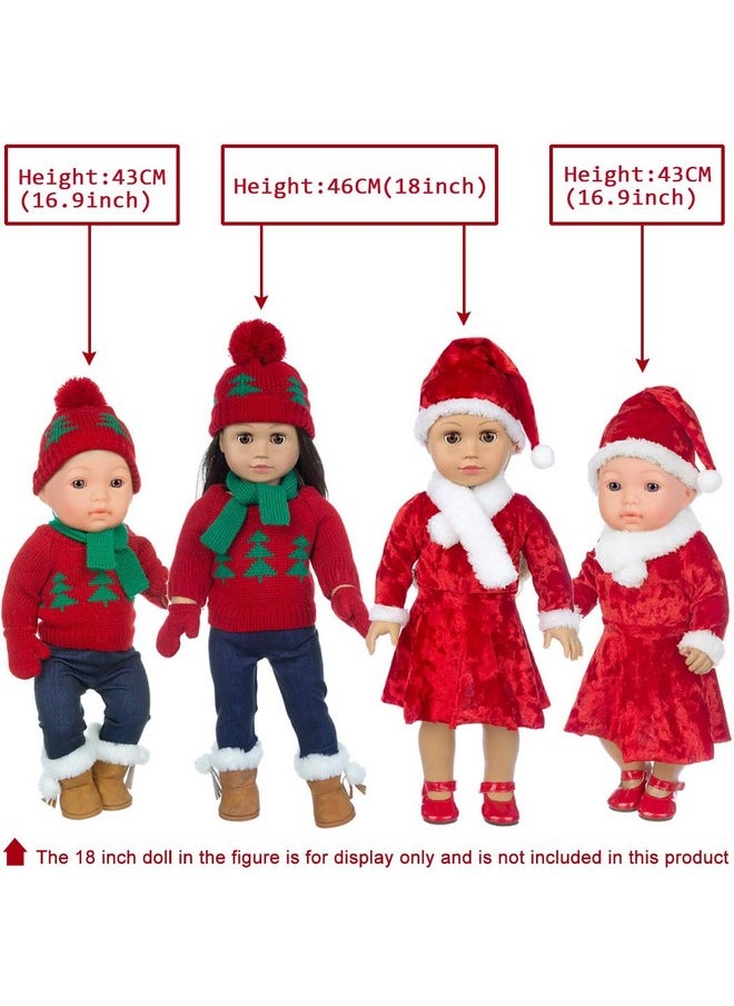 ebuddy Doll Clothes and Accessories Christmas Santa Costume Set Including Xmas Tree Sweater Set for 17 inch Baby Dolls,Most 18 Inch Dolls(No Doll)