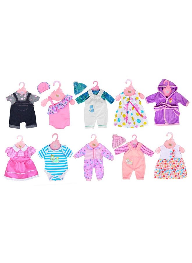 ebuddy 10 Sets Doll Clothes Outfits Fit for 14-16 inch Baby Doll, 43 cm New Born Baby Dolls, 15 inch Baby Dolls，18 Inch Girl Doll (No Doll)