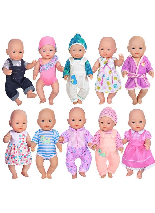 ebuddy 10 Sets Doll Clothes Outfits Fit for 14-16 inch Baby Doll, 43 cm New Born Baby Dolls, 15 inch Baby Dolls，18 Inch Girl Doll (No Doll)