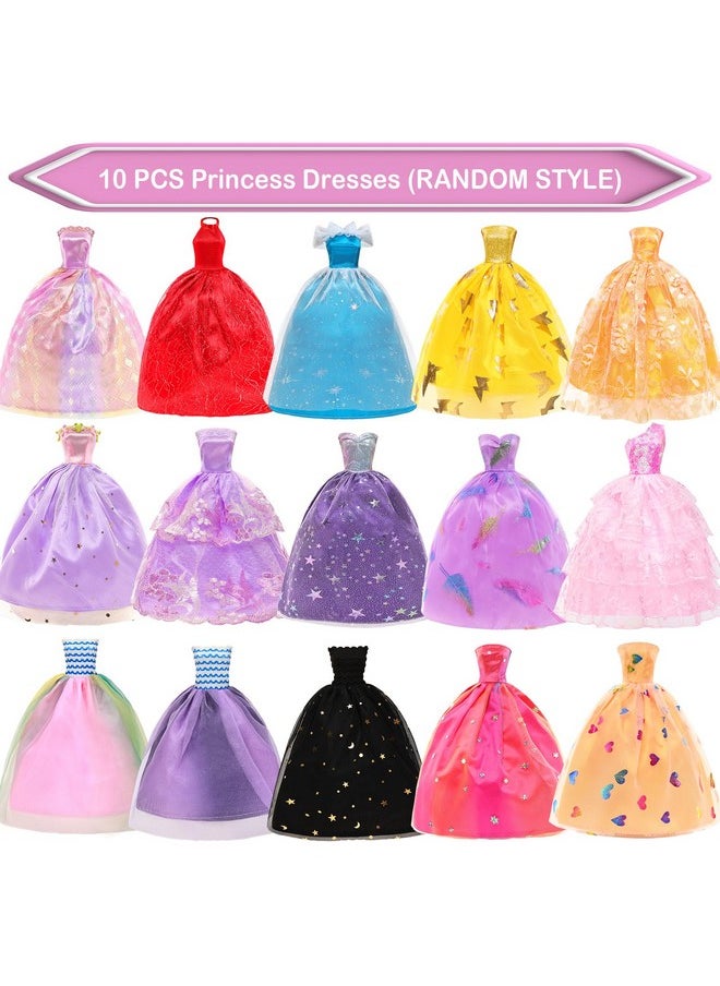 BARWA 10 Pcs Dresses with 17 Accessories Handmade Doll Clothes and Accessories Wedding Gowns Party Dresses for 11.5 inch Dolls