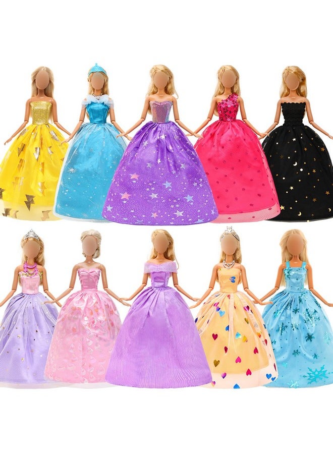 BARWA 10 Pcs Dresses with 17 Accessories Handmade Doll Clothes and Accessories Wedding Gowns Party Dresses for 11.5 inch Dolls