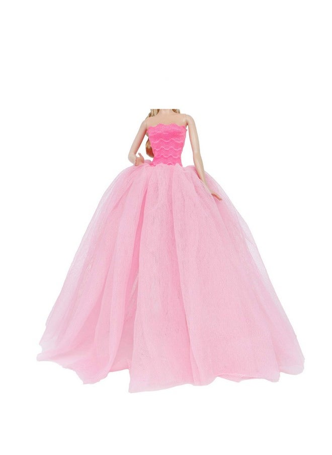 BJDBUS 11.5 inch Girl Doll Clothes, Pink Trailing Wedding Dress with Veil