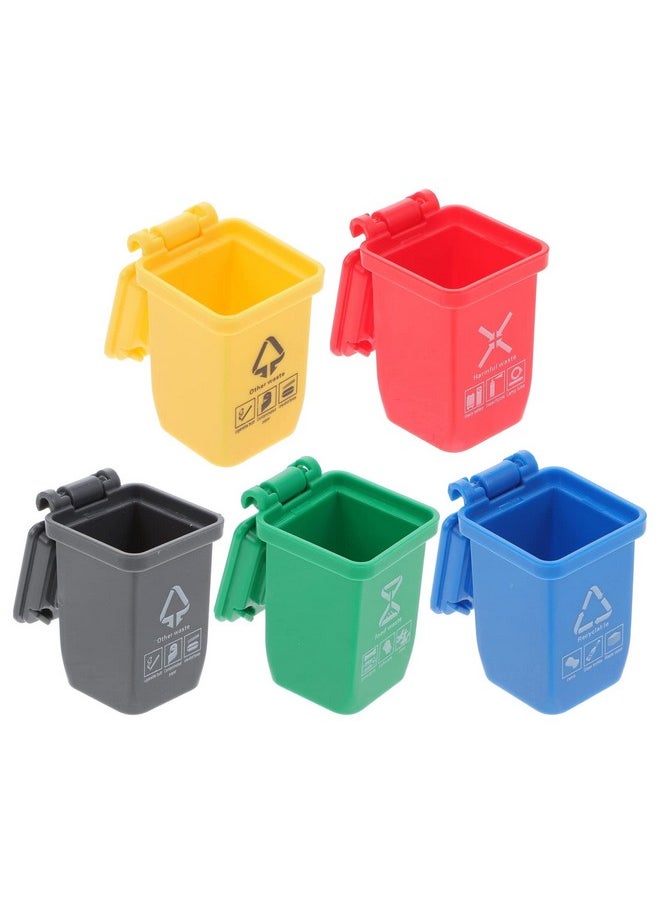 Toyvian 1/12 Scale Miniature Dollhouse Trash Bin, Mini Trash Can, Dollhouse Pretend Play Decoration Accessory Furniture Model, Cleaning Supplies Tool Dollhouse Decoration Accessories 5 Pieces