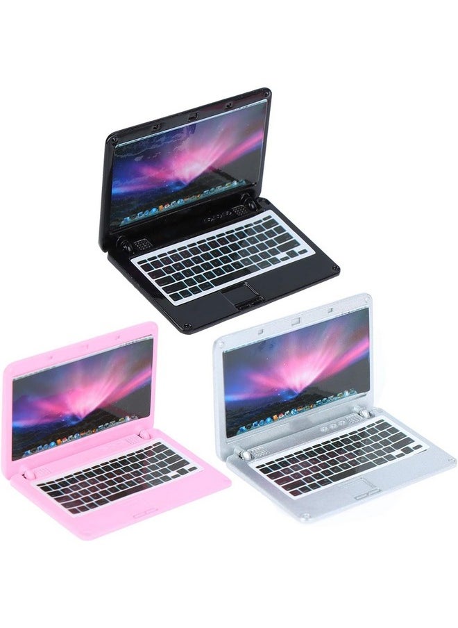 3 Pcs Coforful 1:12 Mini Laptop Set Dollhouse Mini Laptop Scene Miniatures Computer Simulation Notebook Lap Dolls House Furniture Doll Accessories