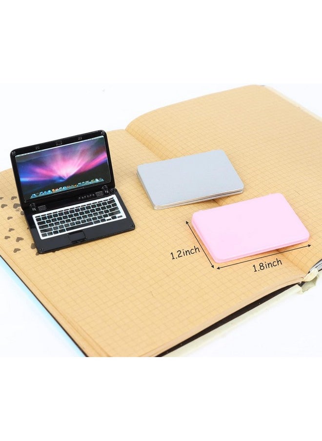 3 Pcs Coforful 1:12 Mini Laptop Set Dollhouse Mini Laptop Scene Miniatures Computer Simulation Notebook Lap Dolls House Furniture Doll Accessories