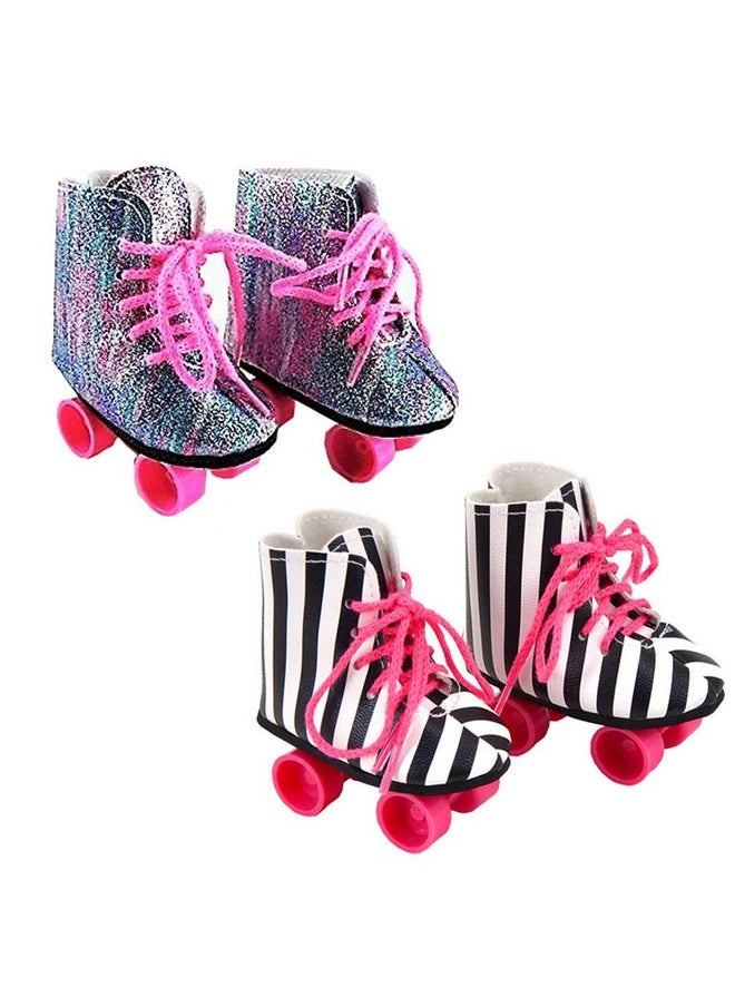 Ebuddy Doll Accessories 2 Pairs Rockin Roller Skates for 18 inch Dolls