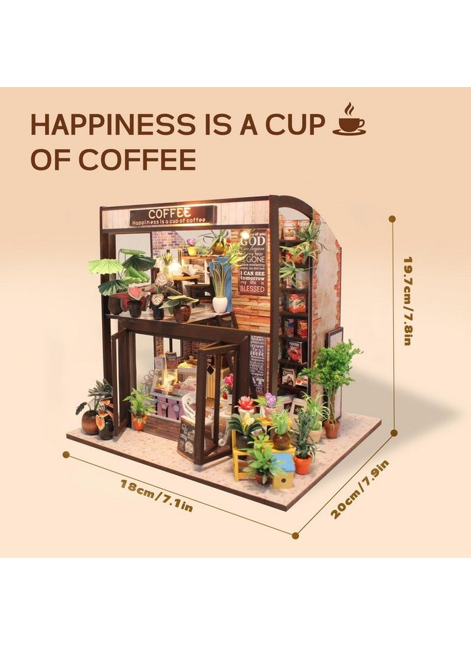 Flever Dollhouse Miniature DIY House Kit Creative Room with Furniture for Romantic Valentine's Gift(Time of Coffee)