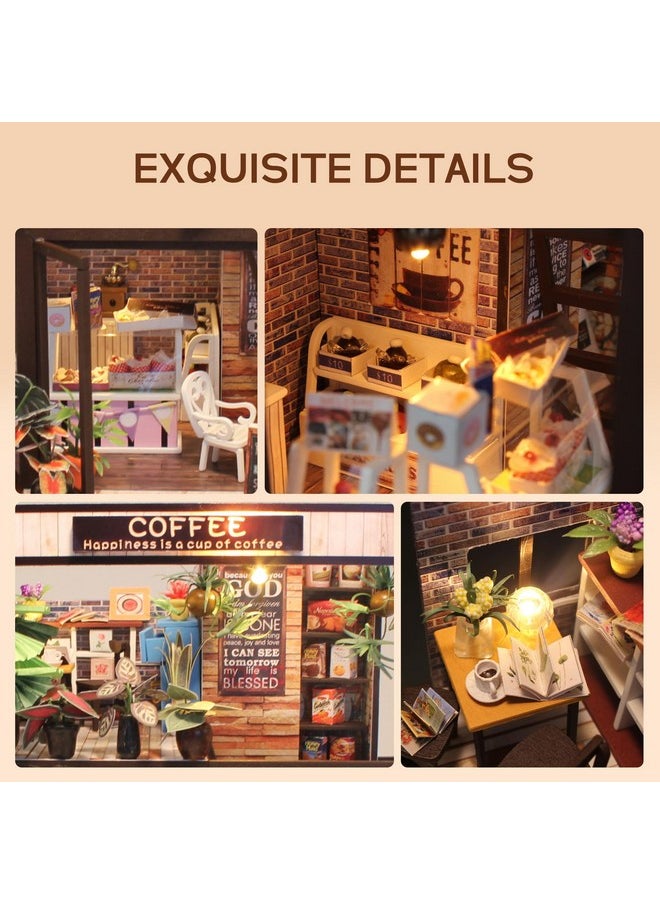 Flever Dollhouse Miniature DIY House Kit Creative Room with Furniture for Romantic Valentine's Gift(Time of Coffee)
