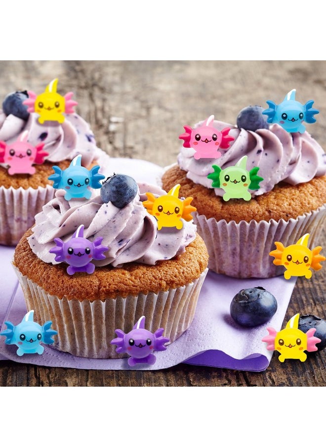 30PCS Mini Axolotl Colorful Mini Resin Axolotl Figurines Mini Animal Figures Cute Axolotl Cake Topper Axolotl Ornament Charms for DIY Craft
