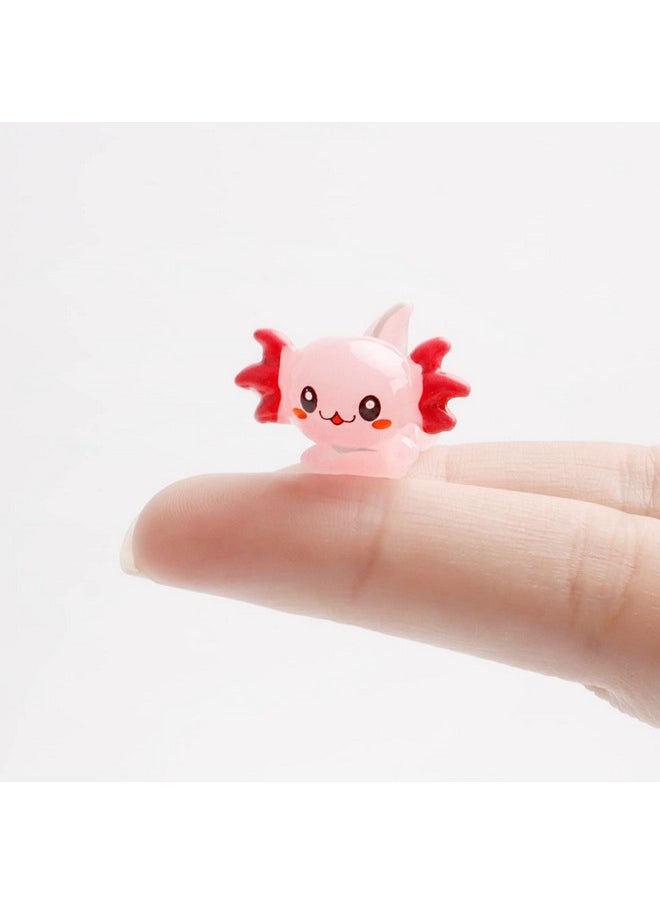 X Hot Popcorn 30PCS Mini Axolotl Colorful Mini Resin Axolotl Figurines Charms Tiny Animal Figures Cute Axolotl Cake Topper Axolotl Ornament for DIY Craft Garden Dollhouse Decoration (Pink)