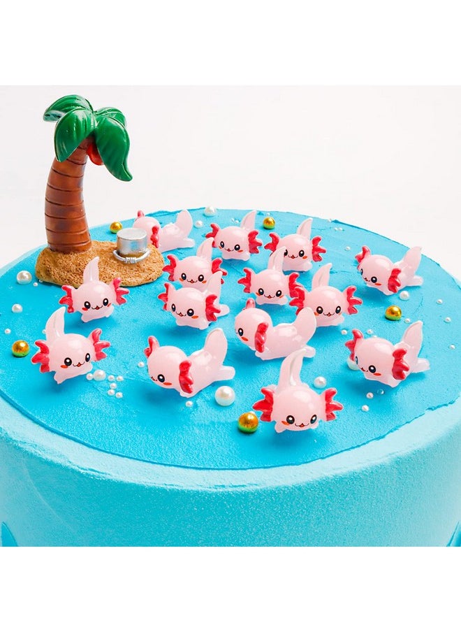 X Hot Popcorn 30PCS Mini Axolotl Colorful Mini Resin Axolotl Figurines Charms Tiny Animal Figures Cute Axolotl Cake Topper Axolotl Ornament for DIY Craft Garden Dollhouse Decoration (Pink)