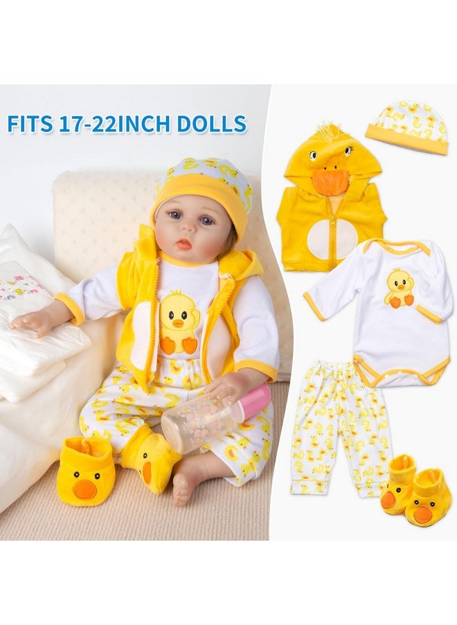 PEDOLLTREE 12pcs Set Reborn Baby Dolls Clothes Accessories with Backpack Diaper Yellow Duck for 17-22 Inch Baby Doll Reborn Doll Newborn Girl&Boy