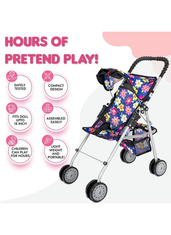 fash n kolor Doll 3 Piece Play Set Baby Doll Accessories - includes, 1 Pack N Play. 2 Doll Stroller. 3 Doll High Chair. Fits Up to 18'' Doll (Flower)