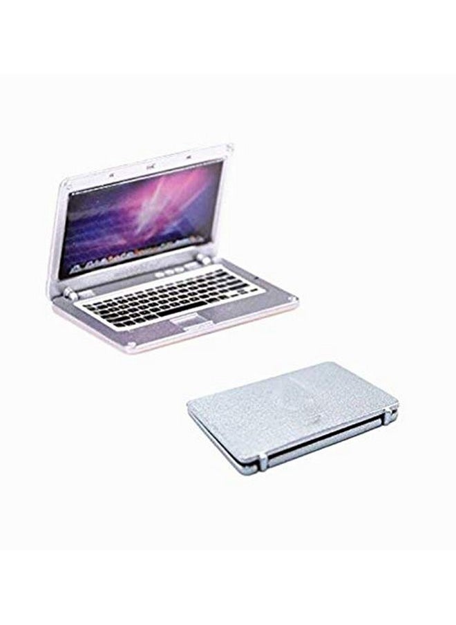 EatingBiting 2 Pack 1:12 Mini House Miniature Home Living Room Mini Laptops Notebook Computers Screen Mini Laptop Miniature Scene Model Scale Accessories Black + Silver
