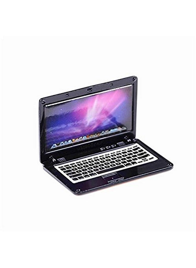 EatingBiting 2 Pack 1:12 Mini House Miniature Home Living Room Mini Laptops Notebook Computers Screen Mini Laptop Miniature Scene Model Scale Accessories Black + Silver
