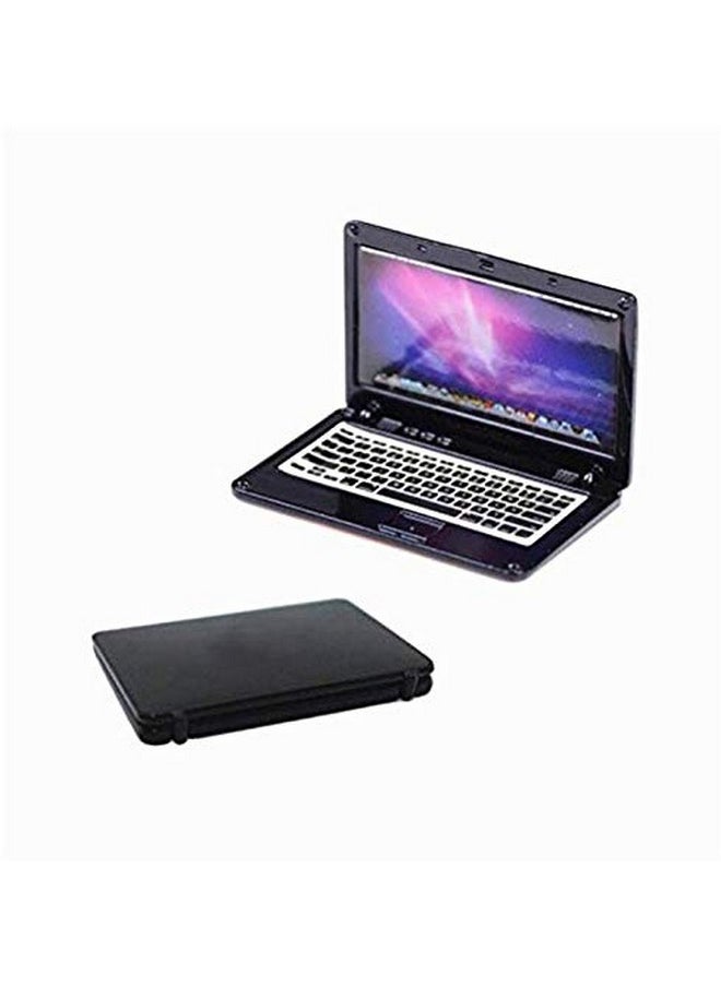 EatingBiting 2 Pack 1:12 Mini House Miniature Home Living Room Mini Laptops Notebook Computers Screen Mini Laptop Miniature Scene Model Scale Accessories Black + Silver