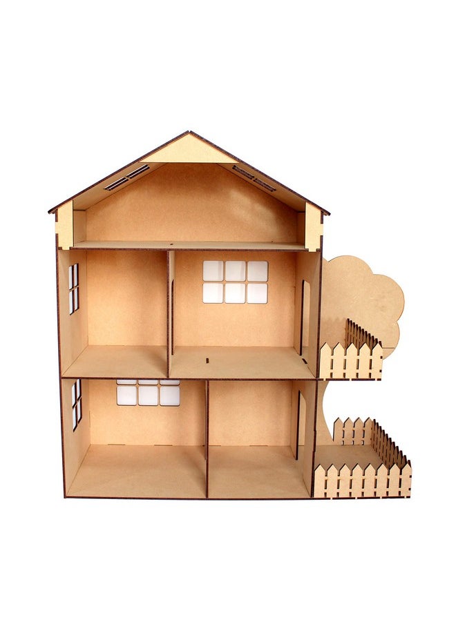 StonKraft Wooden dollhouse doll play house Big Size - construction toy, modeling kit - easy to assemble (dollhouse plain) - pine wood, Beige (Pack of 1 set)