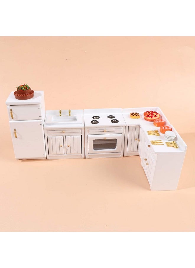 Haomian Dollhouse Kitchen Furniture Kit 1:12 Dollhouse Miniature Furniture Wooden Kitchen Cabinet Fridge Set Kitchen Dining Room Furniture for 1:12 Dollhouse Miniatures Scenes Accessories (C)