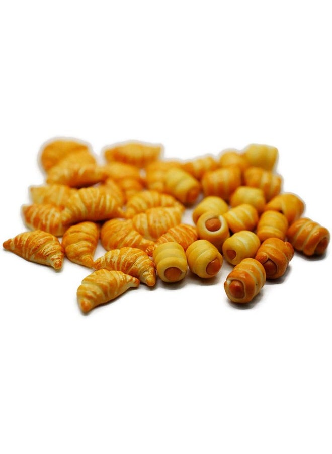 20 Psc Sausage Bread Rolls and Croissant Dollhouse Miniatures Food Kitchen