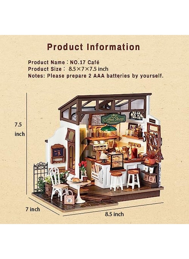 Rolife Coffee Shop Miniature Dollhouse Kit with LED Lights - DIY Crafts for Adults, Birthday Gifts and Hobbies