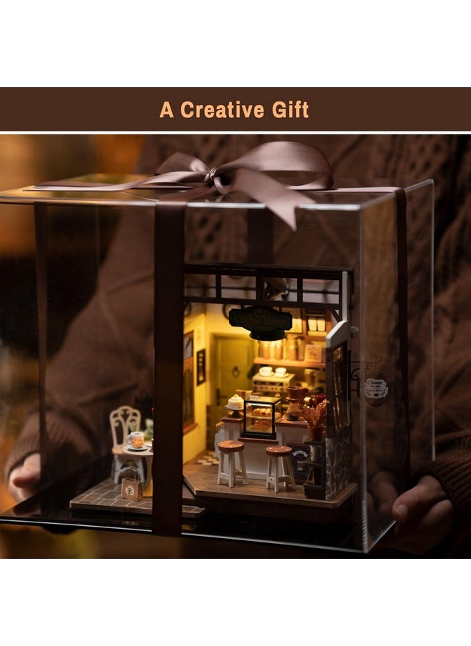 Rolife Coffee Shop Miniature Dollhouse Kit with LED Lights - DIY Crafts for Adults, Birthday Gifts and Hobbies