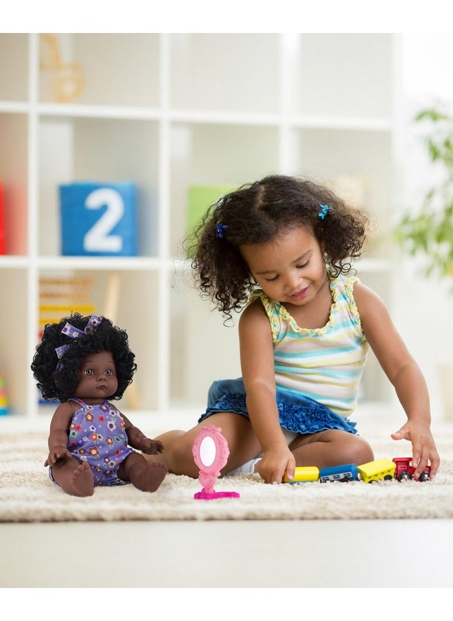 GAGAKU Black Baby Doll for 3 4 5 6 Years Old,12 inch Black Baby Dolls for Girls with Curly Hair, 2-Sets Doll Clothes,Small Baby Dolls for Toddlers Kids and Girls Holiday Birthday