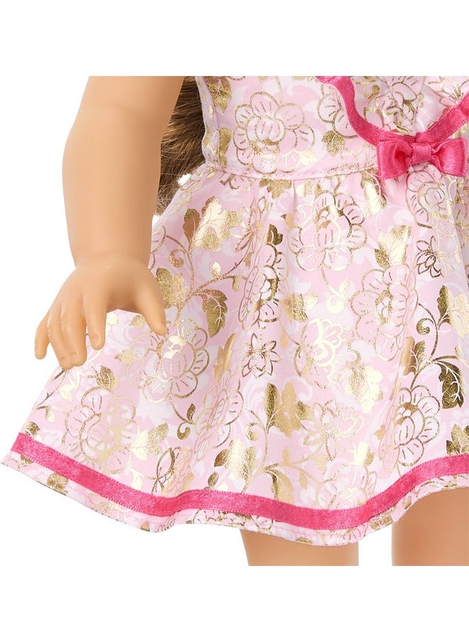 American Girl Truly Me 18-inch Doll Floral Fashion Outfit with Ruffled Bodice, Ribbon, Socks, and Boots, for Ages 6+